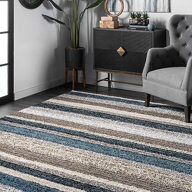 nuLOOM Classic Stripe Shag Rug