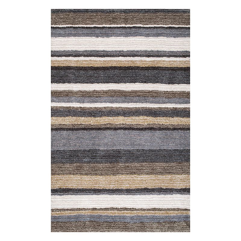 nuLOOM Classic Stripe Shag Rug, Med Brown, 5X8 Ft