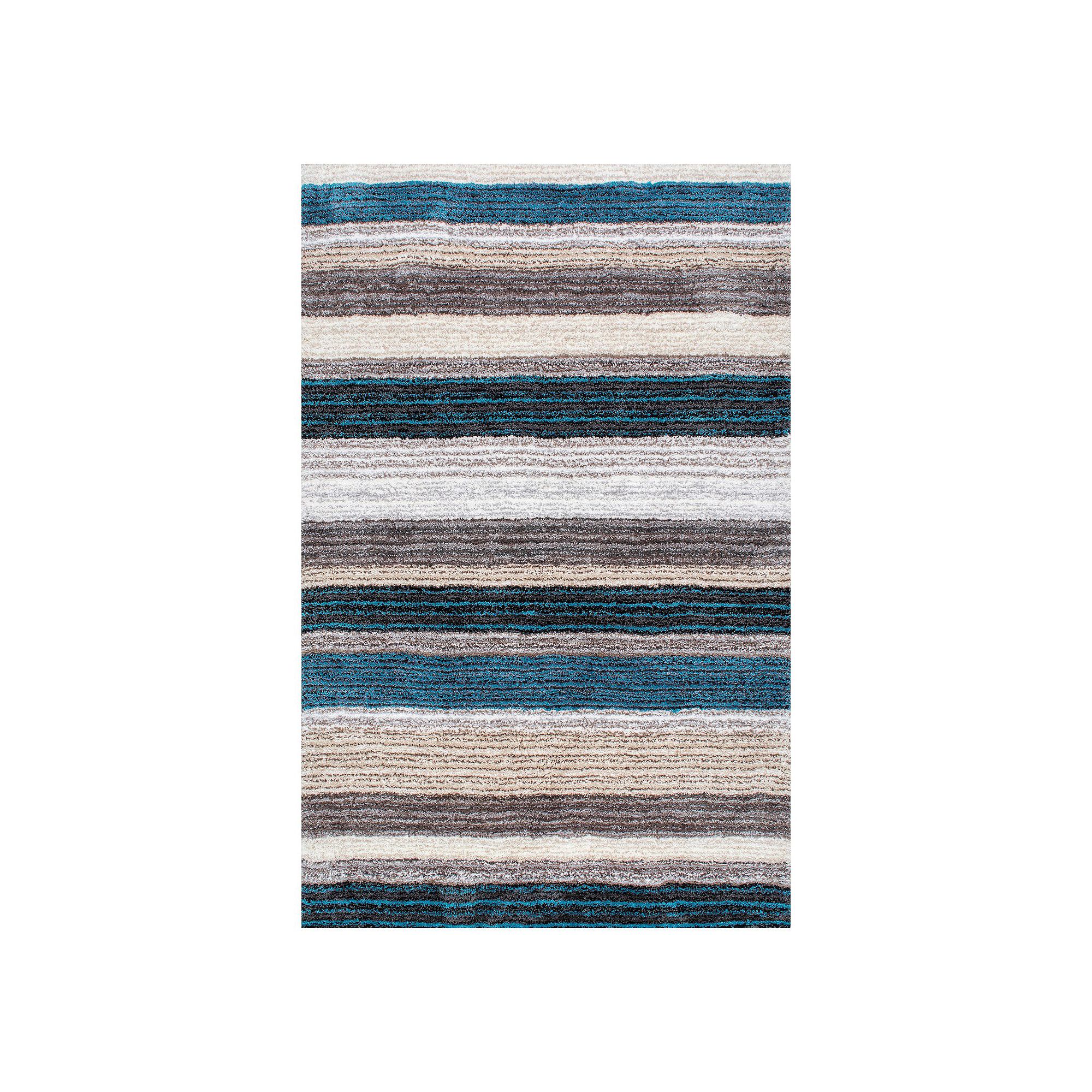 nuLOOM Classic Stripe Shag Rug, Blue Team