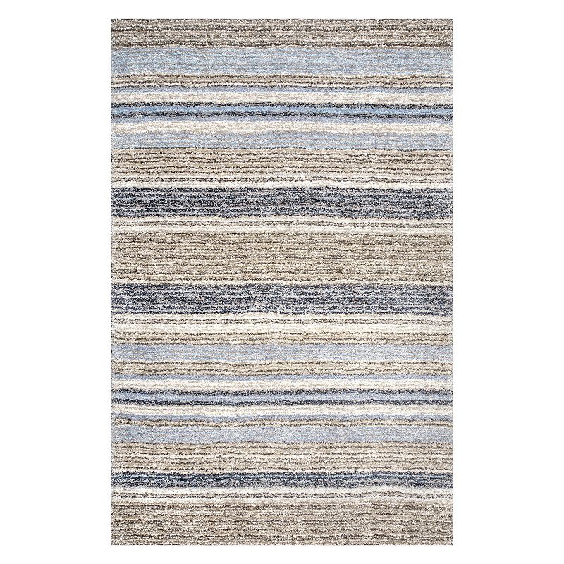 nuLOOM Classic Stripe Shag Rug, Blue, 9X12 Ft