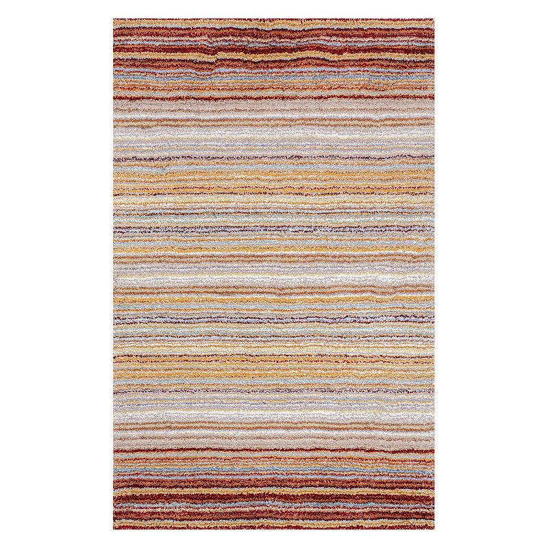 nuLOOM Classic Stripe Shag Rug, Red, 9X12 Ft