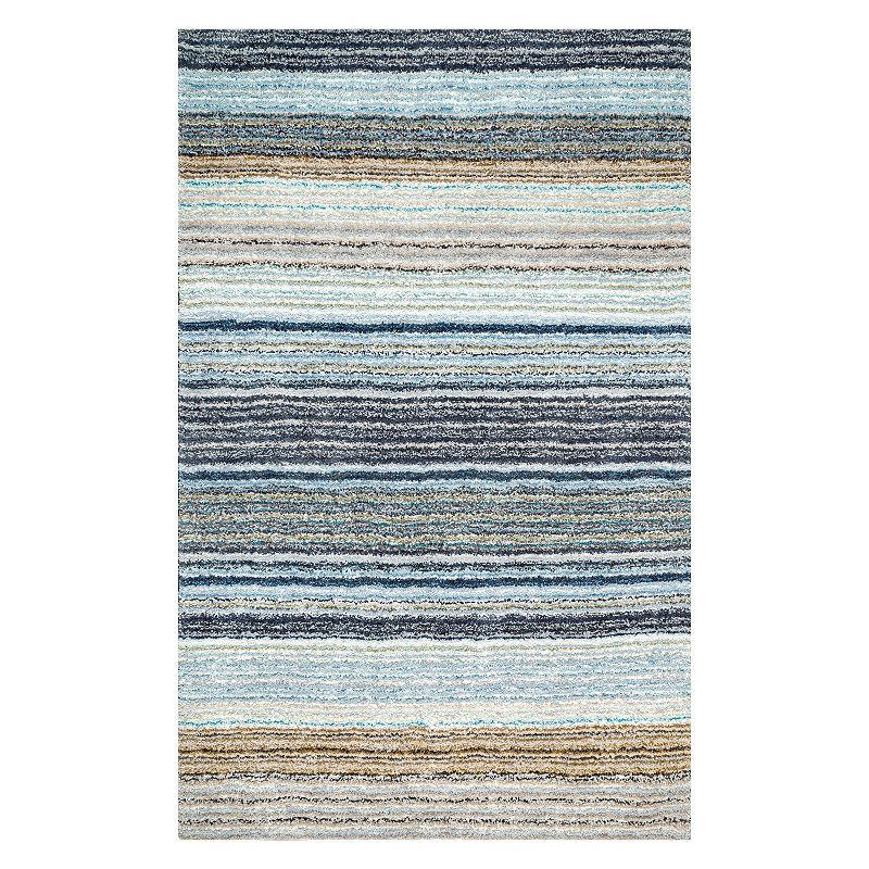 nuLOOM Classic Stripe Shag Rug, Blue, 9X12 Ft