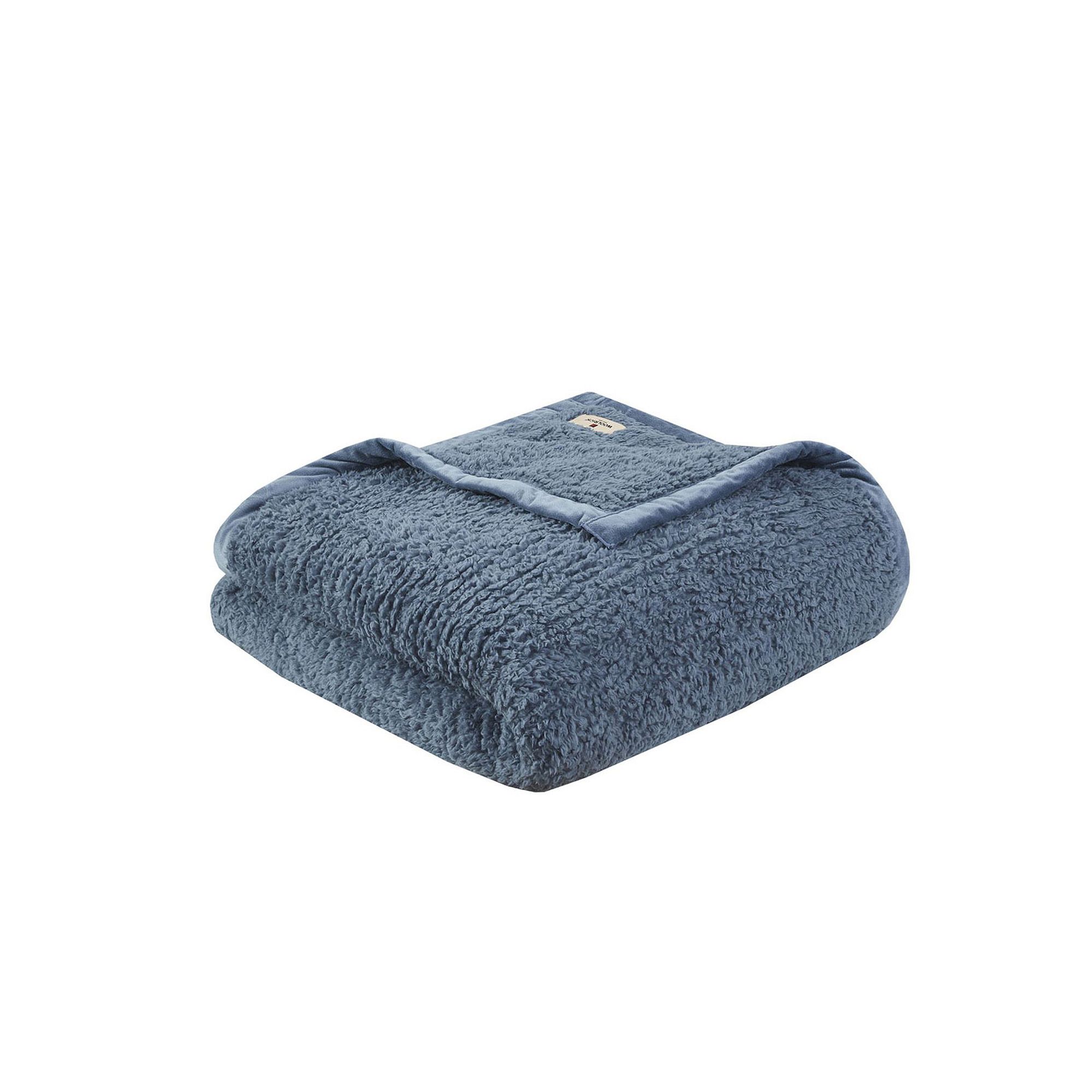 Woolrich Burlington Cozy Soft Solid Berber Brushed Blanket, Blue