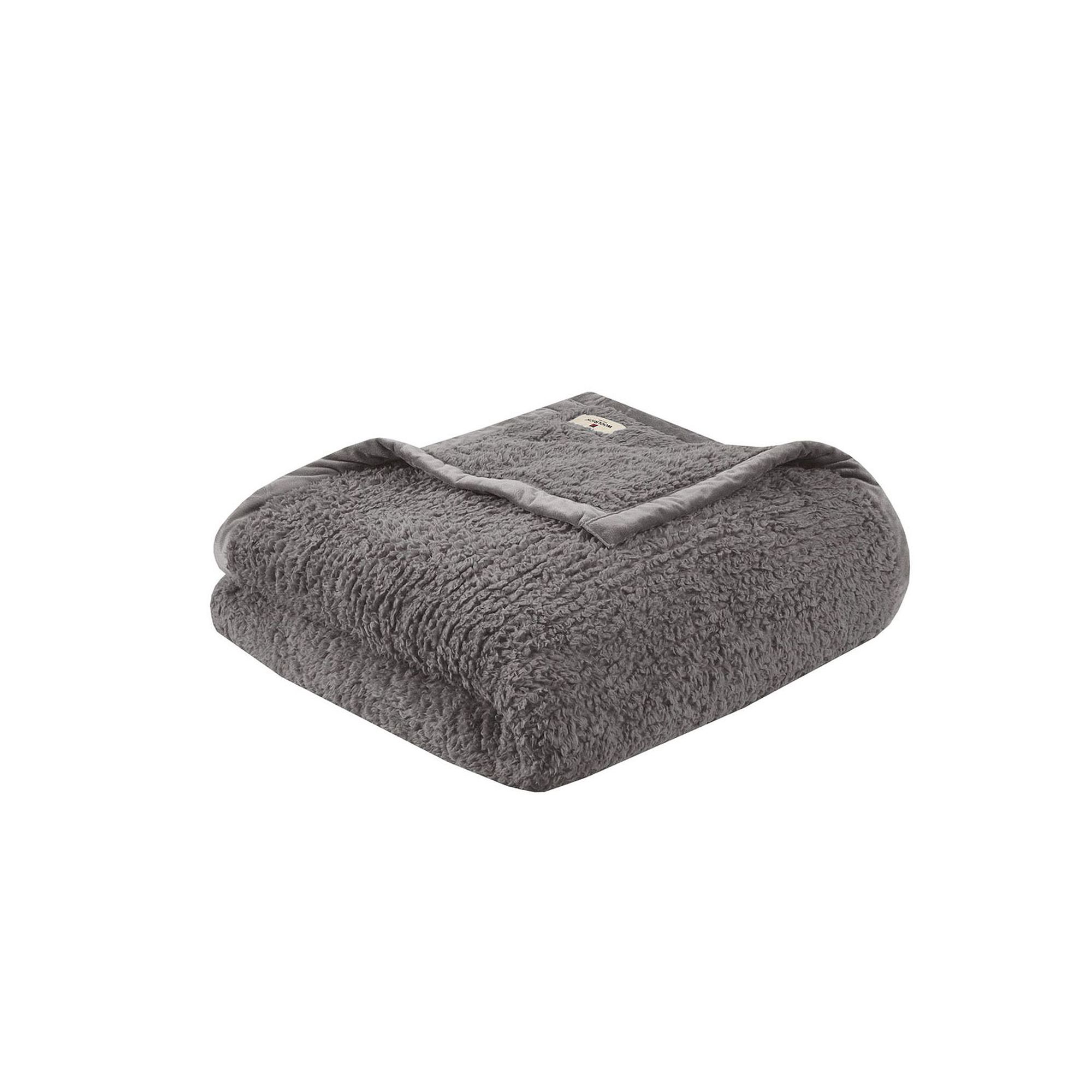 Woolrich Burlington Cozy Soft Solid Berber Brushed Blanket, Gray
