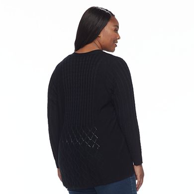 Plus Size Croft & Barrow® Cable Knit Cardigan Sweater