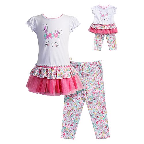 Dollie Me Girl 4-14 and Doll Matching Dress Floral Legging Outfit American Girl