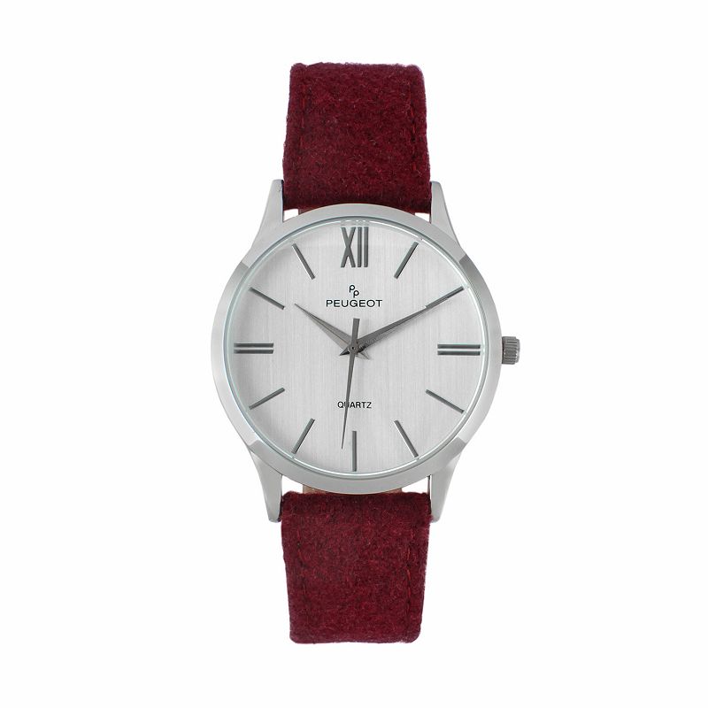 Peugeot Mens Wool & Leather Watch - 2058WN, Size: Large, Red