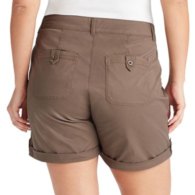 Plus Size Gloria Vanderbilt Misha Twill Button-Tab Shorts
