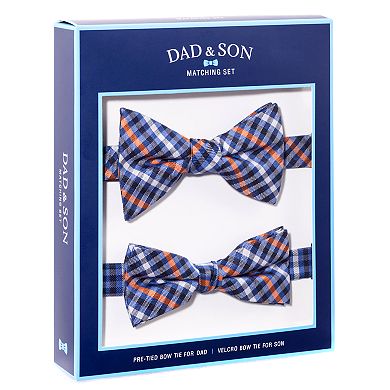 Father and Son Plaid Pre-Tied Bow Tie Set