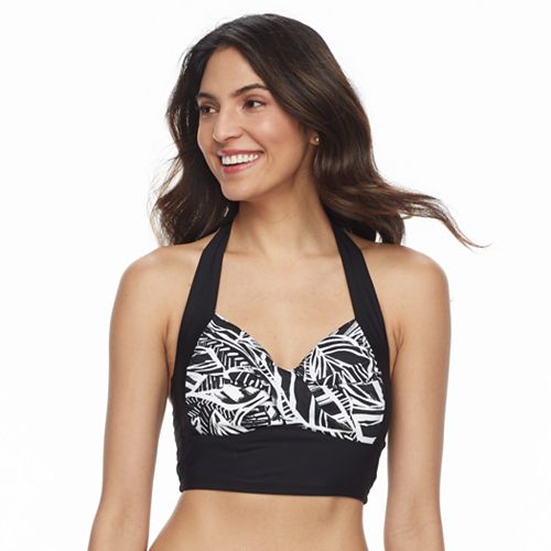 Women's Beach Scene Bust Enhancer Halter Bikini Top 
