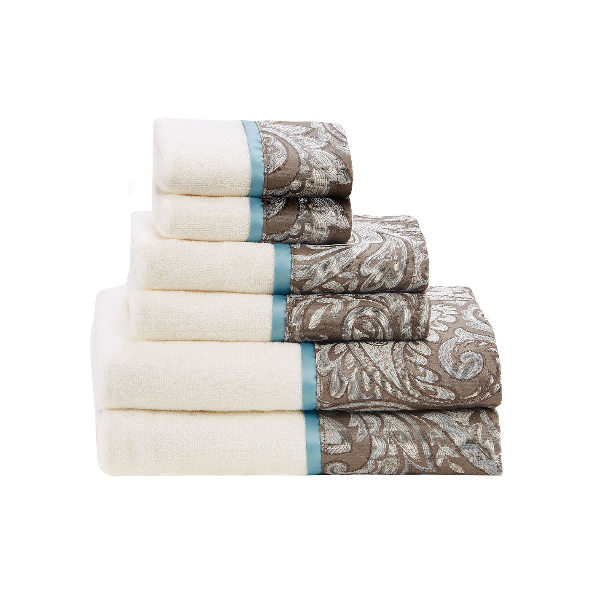 Madison Park Whitman Jacquard 6-piece Bath Towel Set, Blue Brown