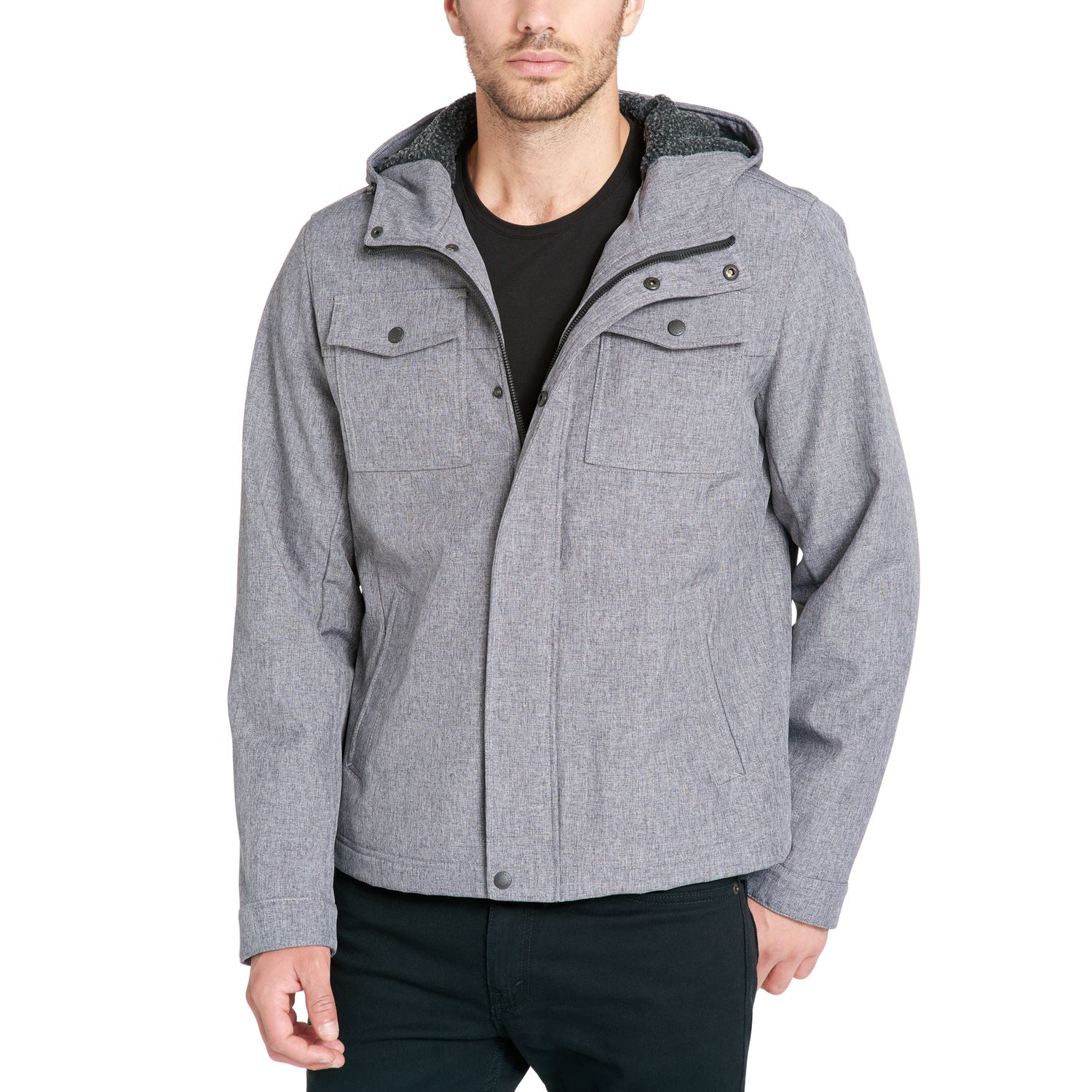 levi's men's soft shell hooded trucker jacket