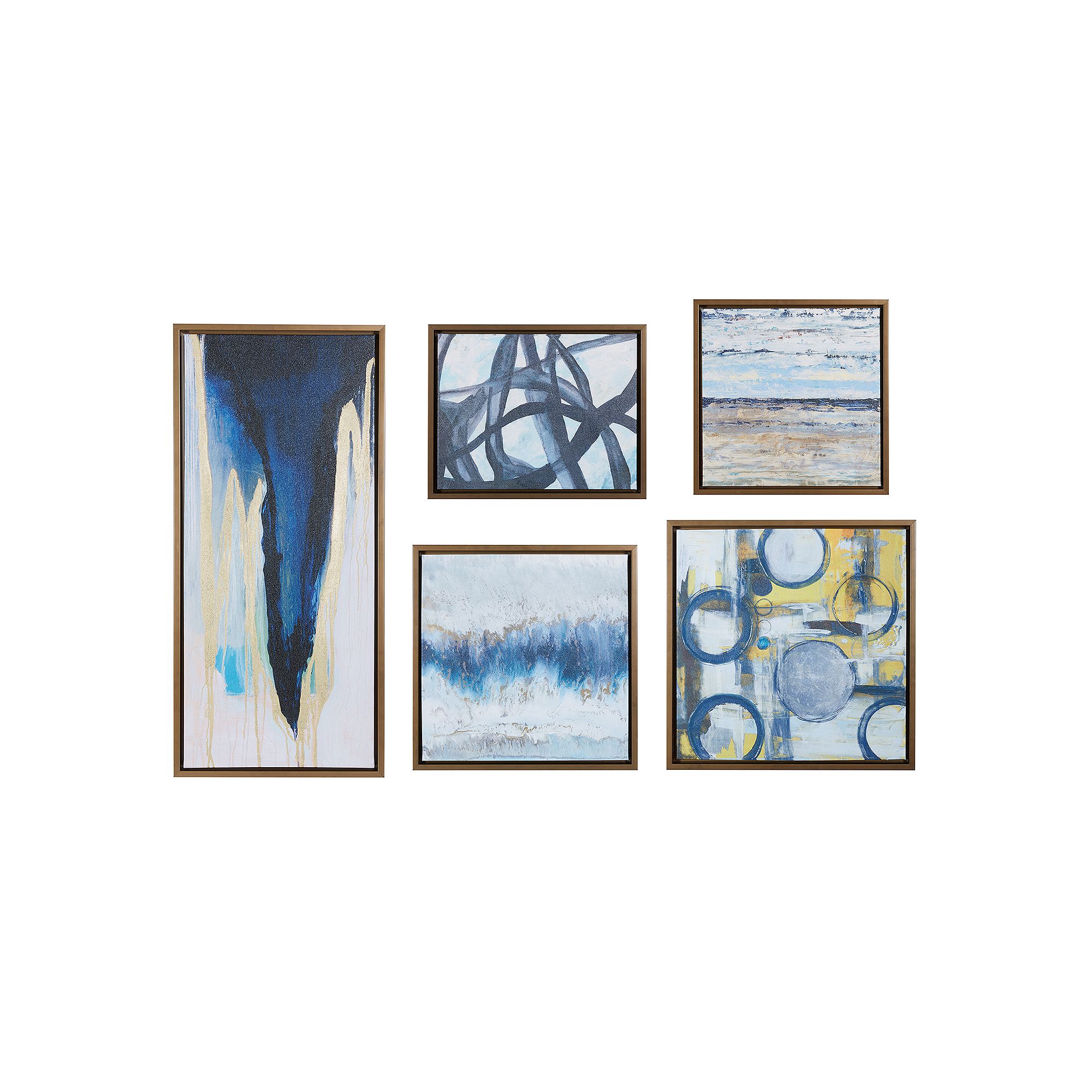 Madison Park Blue Bliss Abstract Gallery Framed Canvas Wall Art 5-piece Set