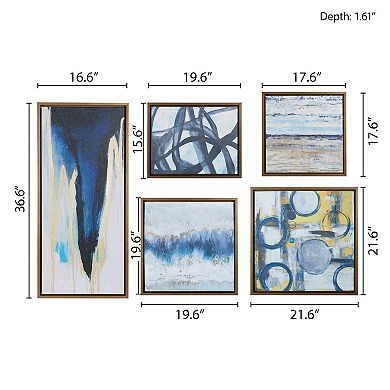 Madison Park Blue Bliss Framed Canvas Wall Art 5-piece Set