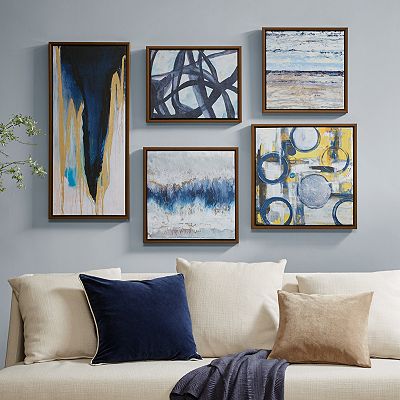 Madison Park Blue Bliss Abstract Gallery Framed Canvas Wall Art 5