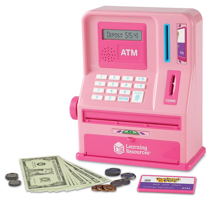 Learning Resources Pretend and Play Teaching ATM Bank, Pink