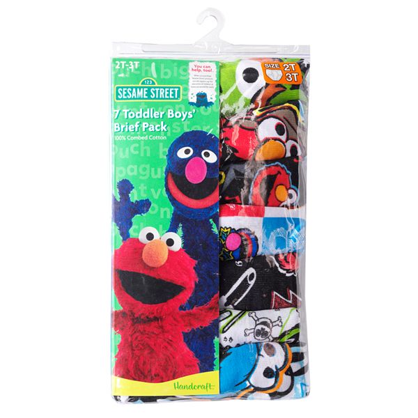 Sesame Street Elmo 7-Pair Boy's Briefs Underwear Set Toddler Boy Size 2T-3T