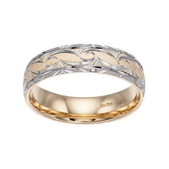 Men's AXL Two Tone 14k Gold Textured Wedding Band