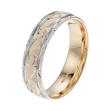 Men's AXL Two Tone 14k Gold Textured Wedding Band