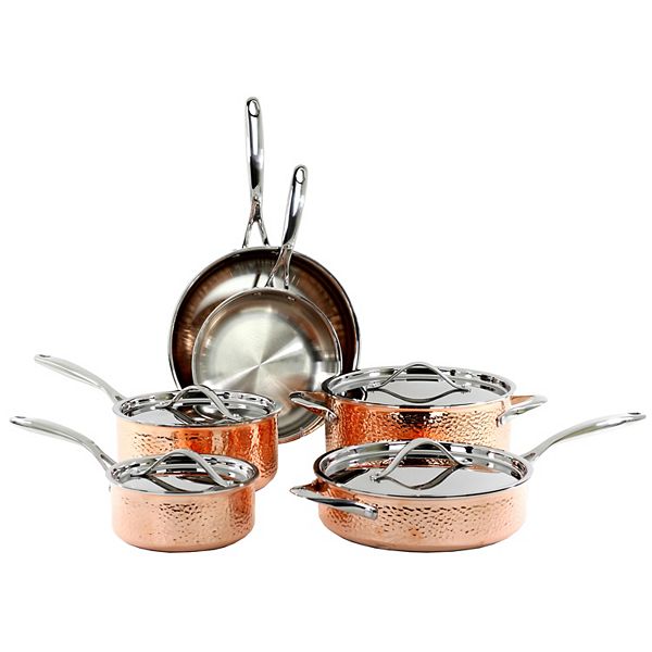 Oneida 10pc. TriPly Hammered Copper Cookware Set