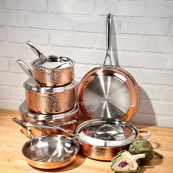 Oneida 10pc. TriPly Hammered Copper Cookware Set