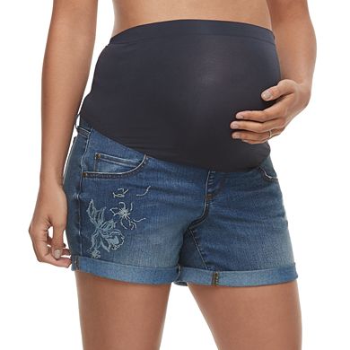 Maternity a:glow Cuffed Full Belly Panel Jean Shorts