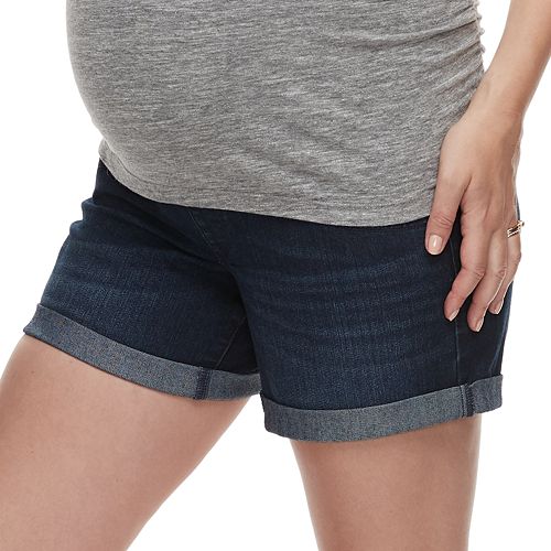Maternity aglow Cuffed Full Belly Panel Jean Shorts