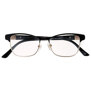 Women's Modera by Foster Grant Attina Crystal Accent Semi-Rimless Cat-Eye Reading Glasses