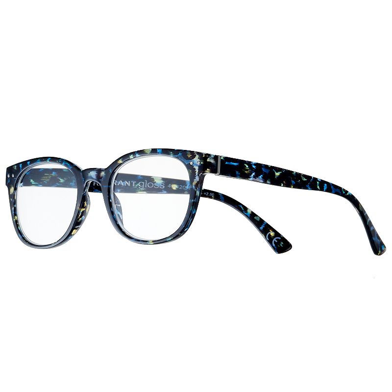 Womens Modera by Foster Grant Kinsley Blue Leopard Square Reading Glasses,