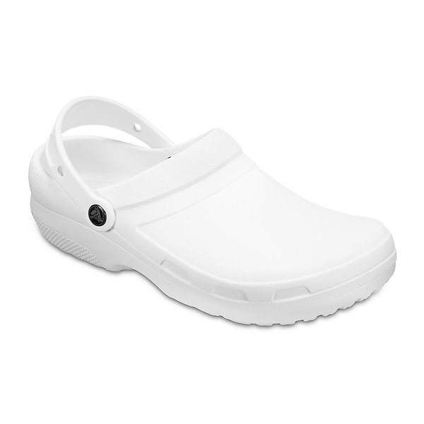 All white crocs store no holes