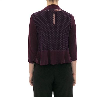 Women's Nina Leonard Ruffle Open-Front Cardigan