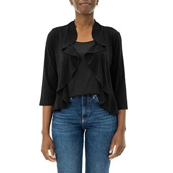 Women's Nina Leonard Ruffle Open-Front Cardigan