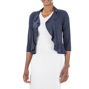 Women's Nina Leonard Ruffle Open-Front Cardigan