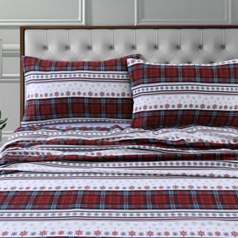 Tribeca Living Printed Flannel Extra Deep Pocket Sheet Set