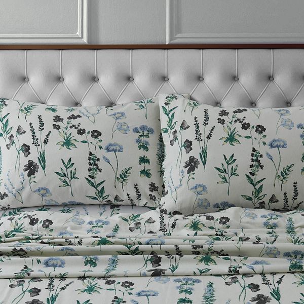 Tribeca Living Printed Flannel Extra Deep Pocket Sheet Set - Fleur (TWIN SET)