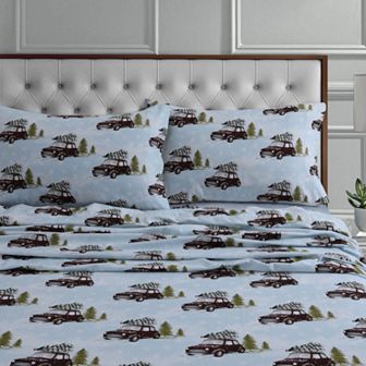 Tribeca Living Printed Flannel Extra Deep Pocket Sheet Set