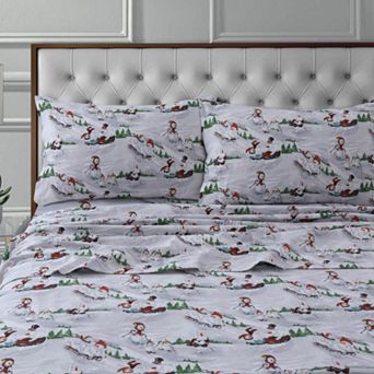 Tribeca Living Printed Flannel Extra Deep Pocket Sheet Set