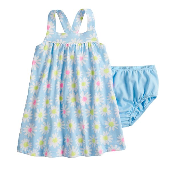 Baby Girl Jumping Beans® Printed Pom-Trim Dress