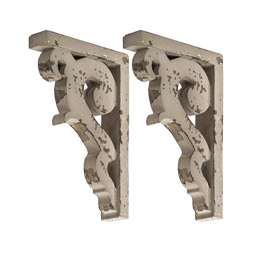 Distressed Wood Corbel Shelf Bracket Wall Decor 2 Piece Set