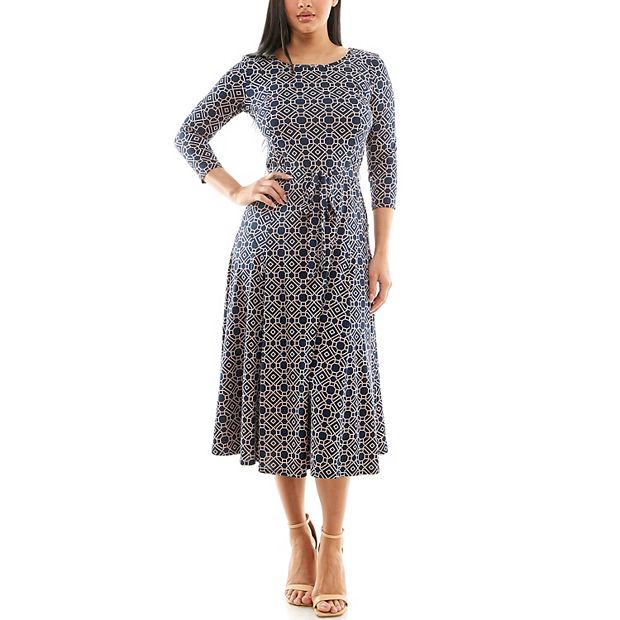 Women's Nina Leonard Sylvia Print Midi Dress