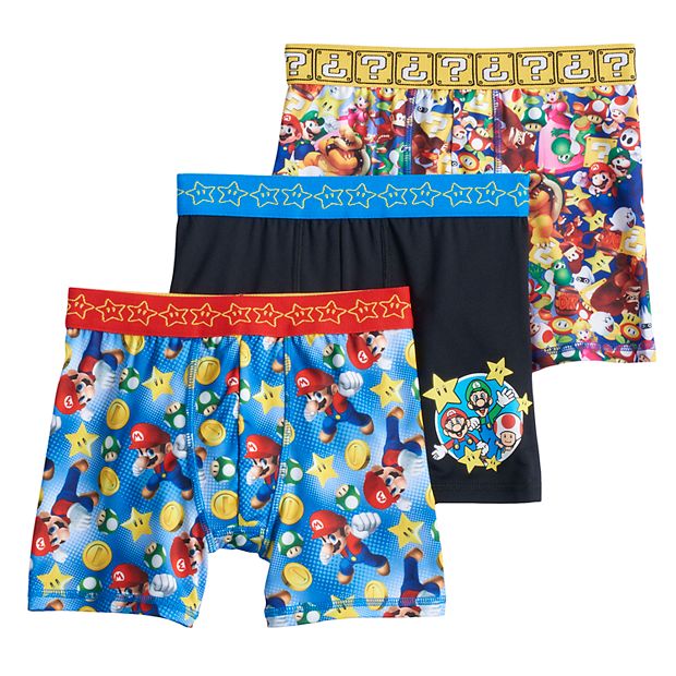  Super Mario Bros Boys Character 3 Pack Athletic Boxer Briefs  (Small): Clothing, Shoes & Jewelry