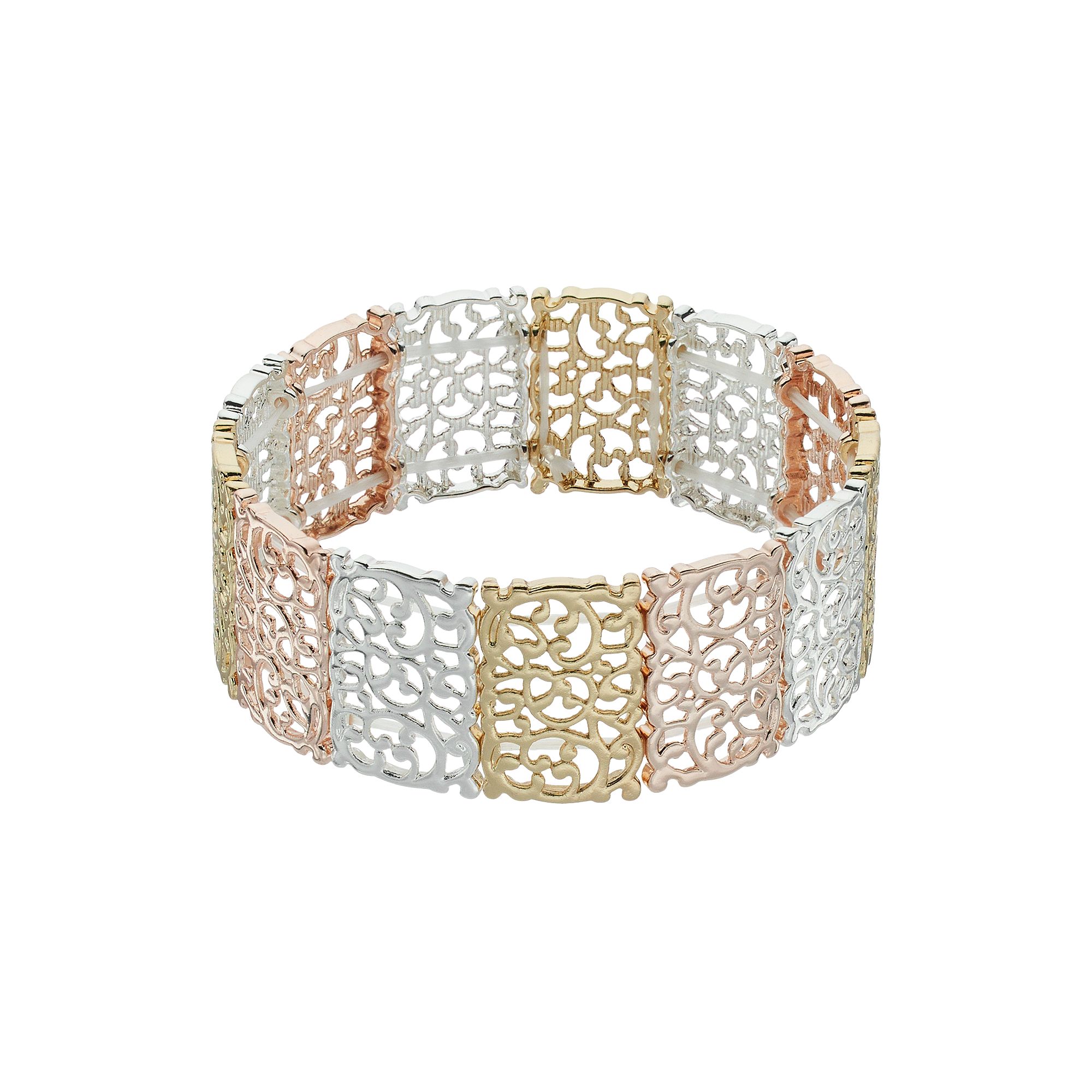 LC Lauren Conrad Tri Tone Filigree Stretch Bracelet, Womens, Multi