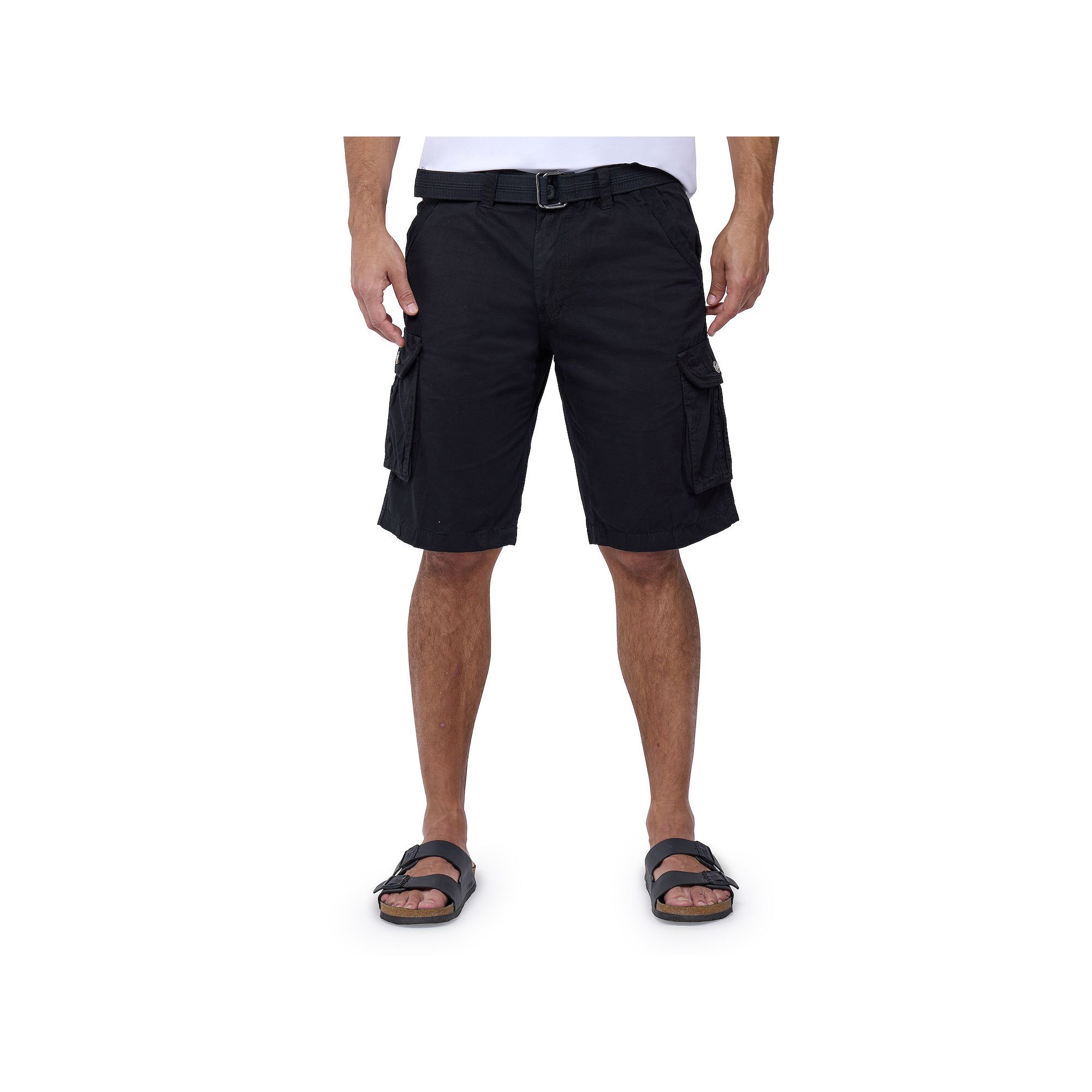 Mens RAW X by Xray Regular-Fit Belted Button Cargo Shorts, Size: 42, Black