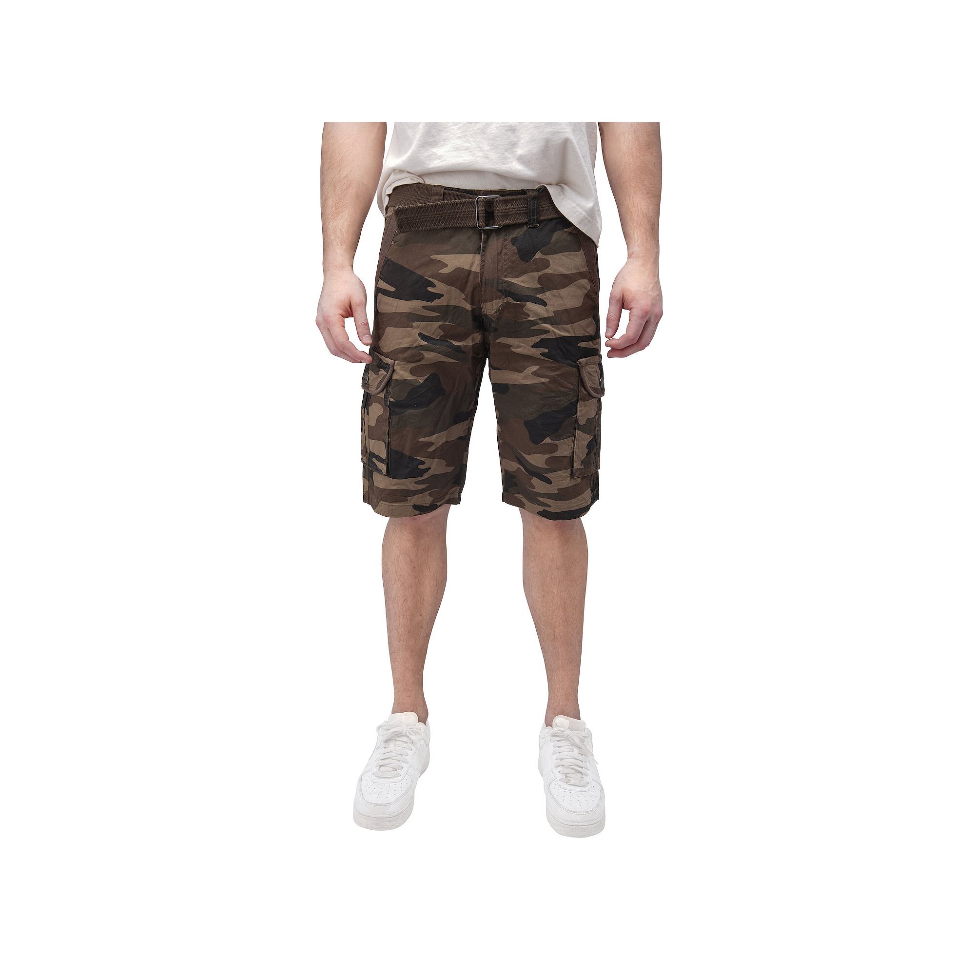 Mens RAW X by Xray Regular-Fit Belted Button Cargo Shorts, Size: 42, Brown