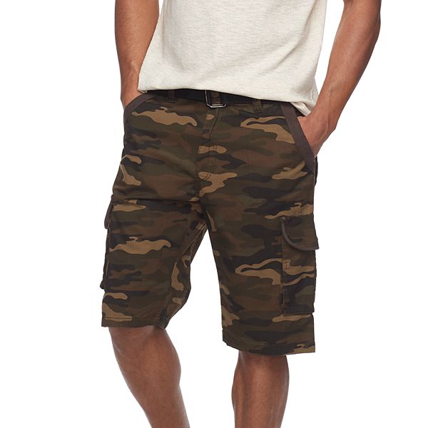 RawX Men's Belted Twill Tape Cargo Shorts