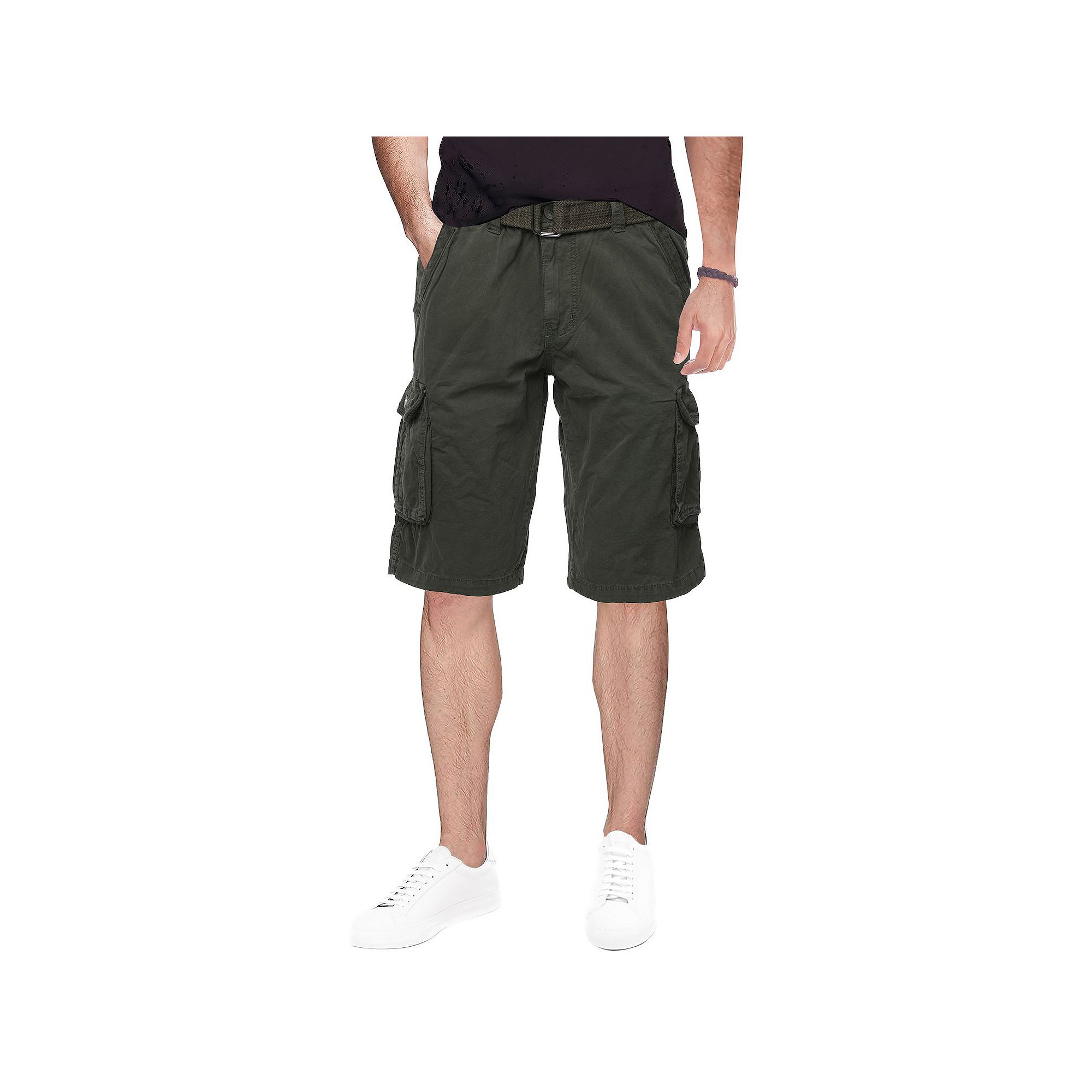 Mens RAW X by Xray Regular-Fit Belted Button Cargo Shorts, Size: 30, Grey