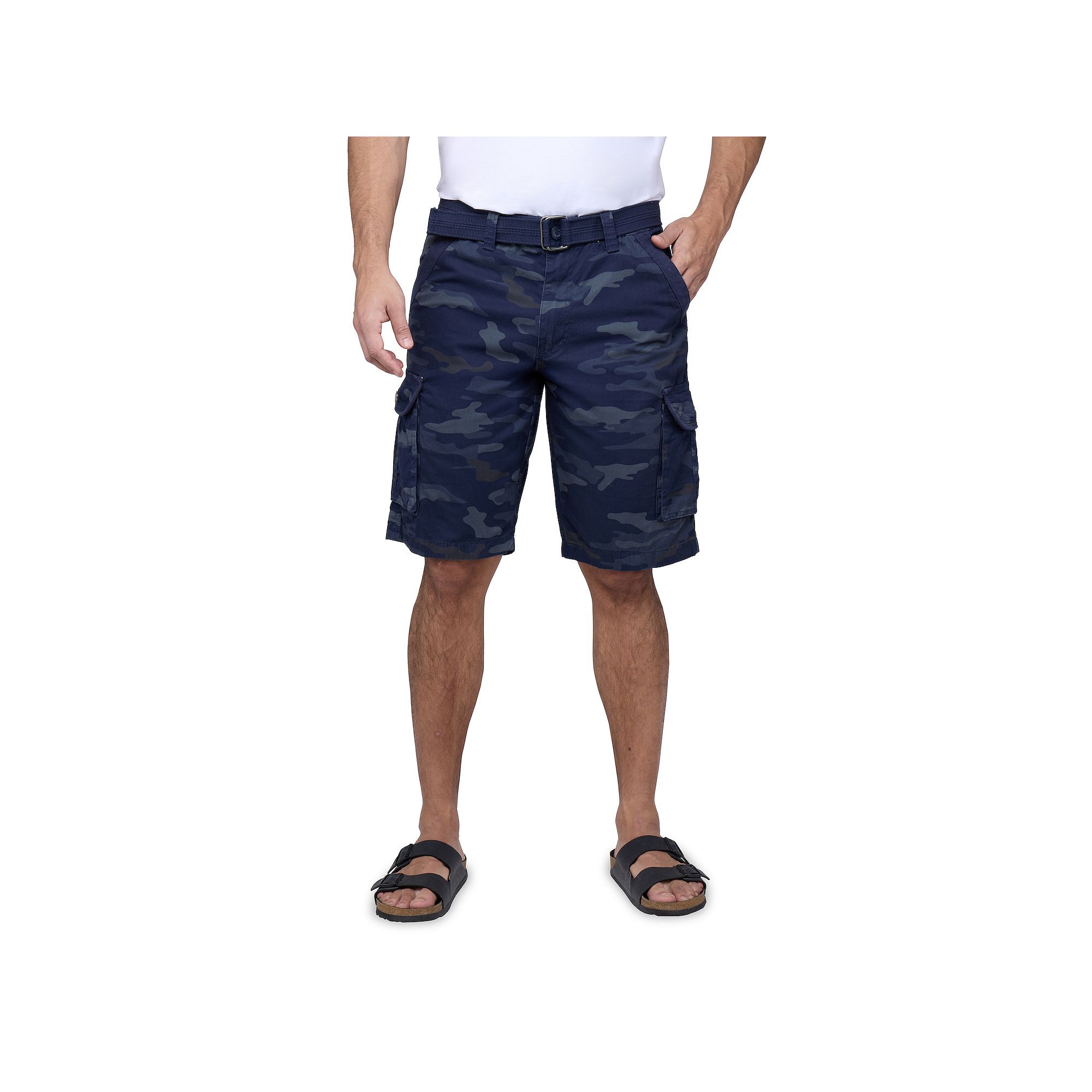 Mens RAW X by Xray Regular-Fit Belted Button Cargo Shorts, Size: 30, Navy 