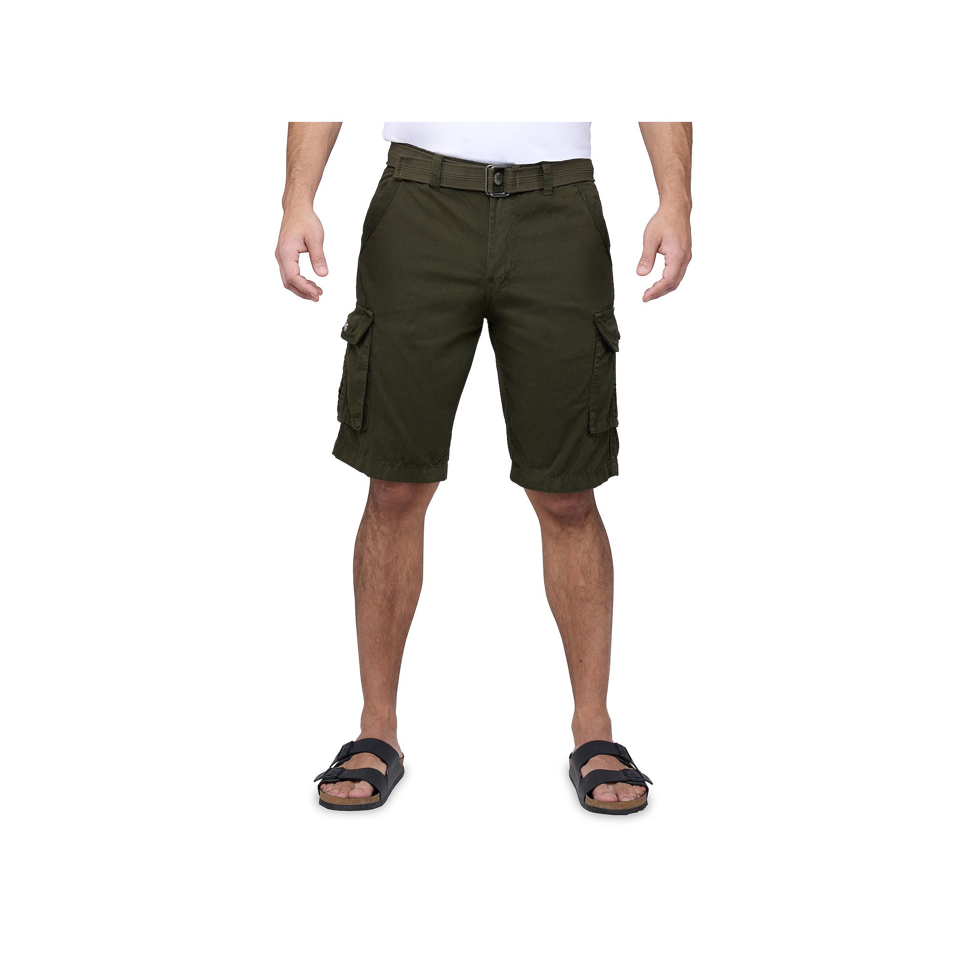 Mens RAW X by Xray Regular-Fit Belted Button Cargo Shorts, Size: 42, Green