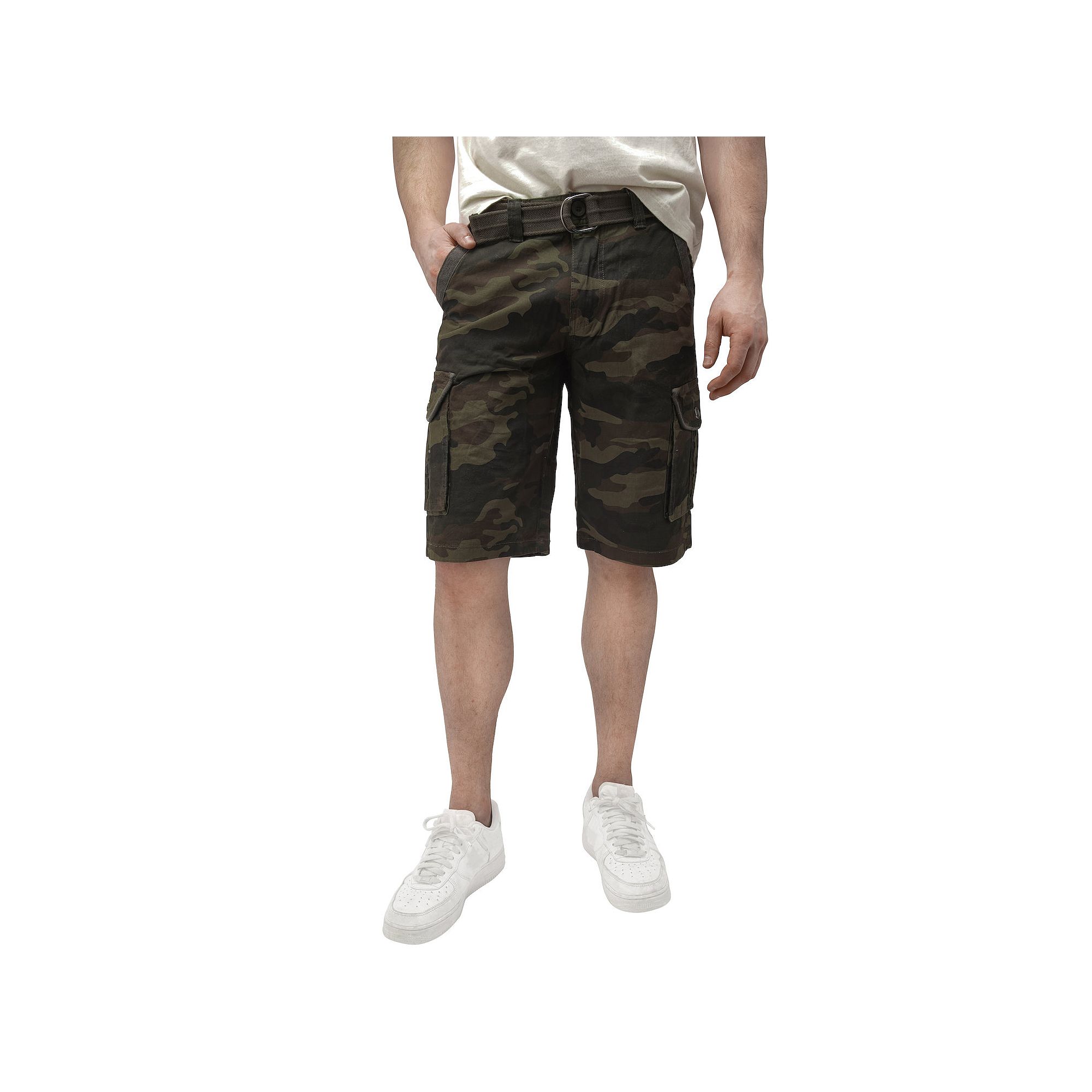 Mens RAW X by Xray Regular-Fit Belted Button Cargo Shorts, Size: 42, Green