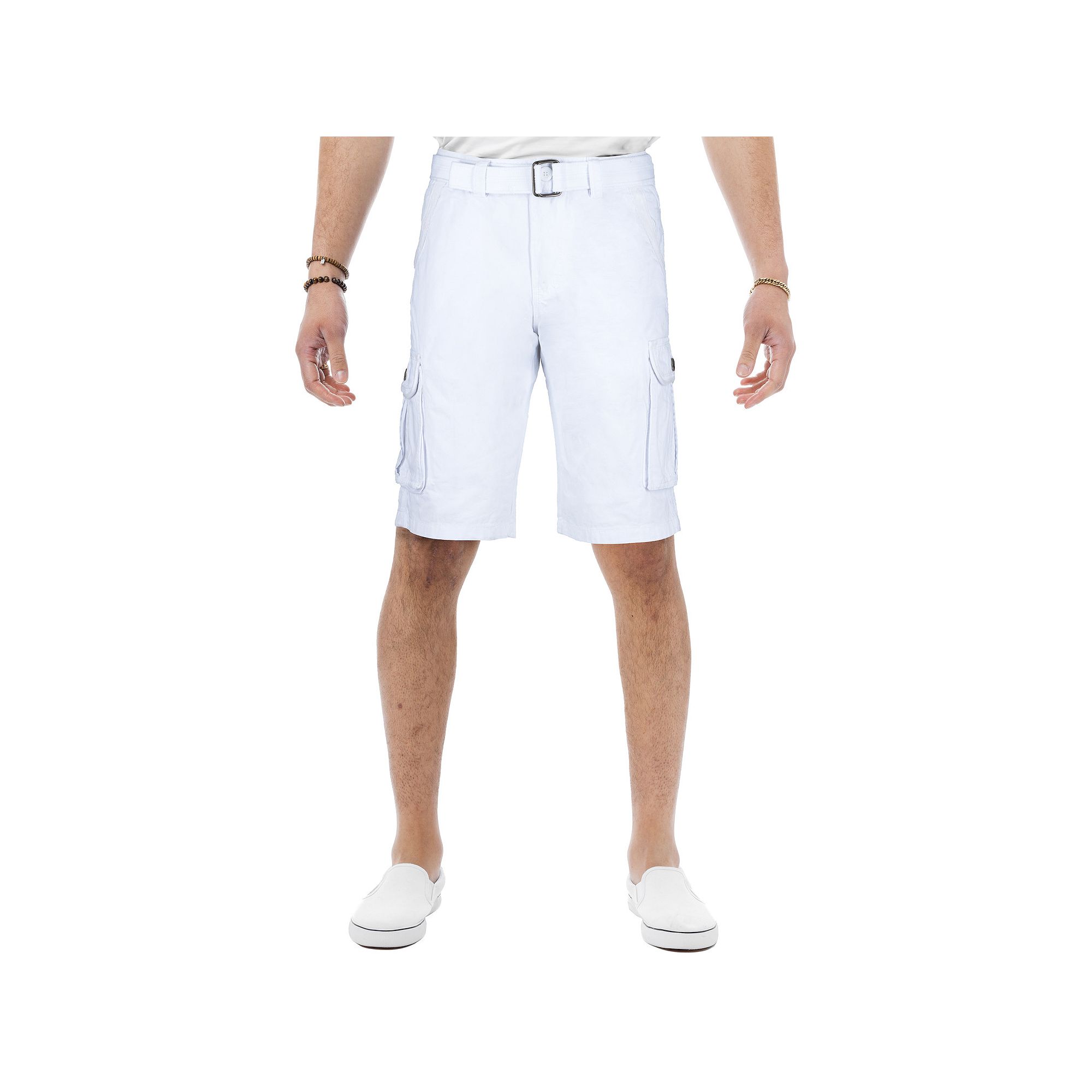 Mens RAW X by Xray Regular-Fit Belted Button Cargo Shorts, Size: 42, White